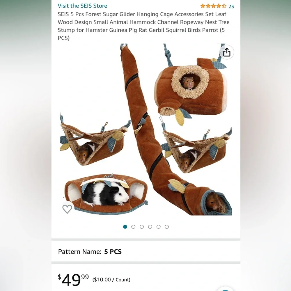 Sugar glider or small animal cage and accessories